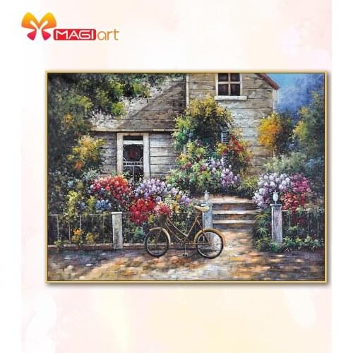 Cross stitch kits Embroidery needlework sets 11CT water soluble canvas patterns 14CT Spring flower house-NCMS090