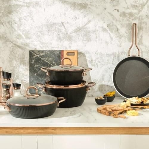 7 piece Granite Cookware Set Black Rose-Luxury Cookware Set-Stylish Kitchenware Cookware