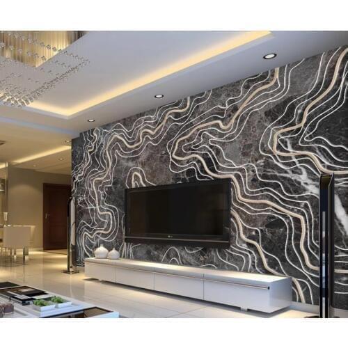 Wallpaper for walls 3 d for living room Marble wallpapers curve relief art tv background wall