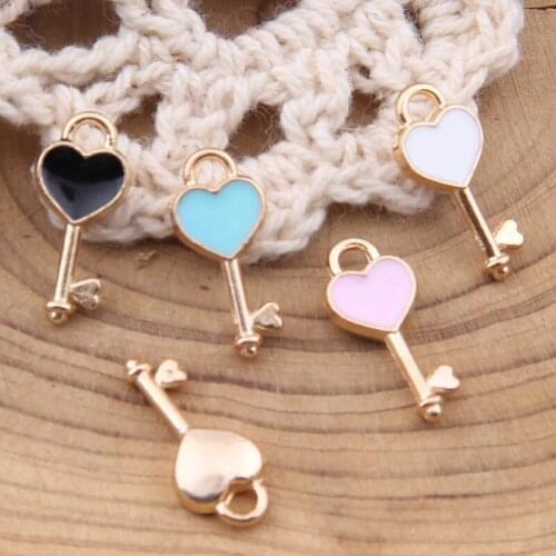 Wholesale 100pcs 16*7MM Gold Tone Plated Enamel Alloy Jewelry Charms DIY Ornament Accessories Keyring Earring Necklace Pendants