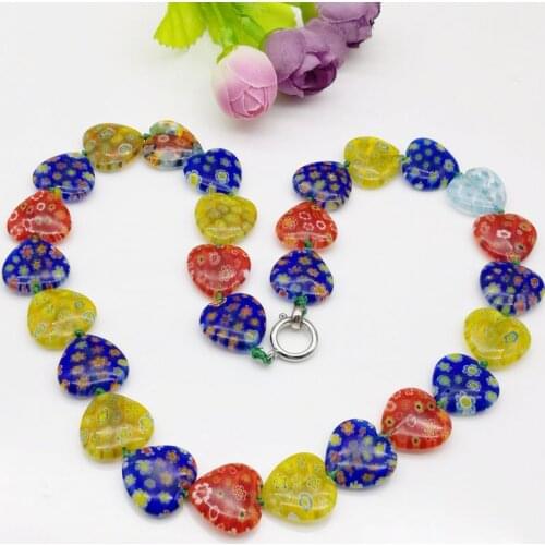New Arrival Trendy Collares Collier Maxi Necklace New Fashion Color Hand-woven Glass Heart Necklace Women Free Shipping