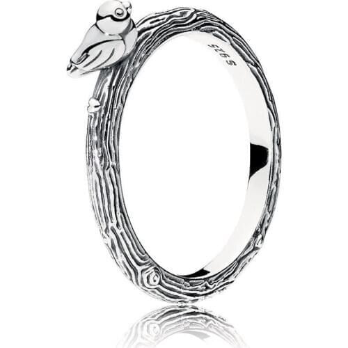Authentic 925 Sterling Silver Spring Bird Europe Ring For Fashion Women Bead Charm Gift DIY Jewelry