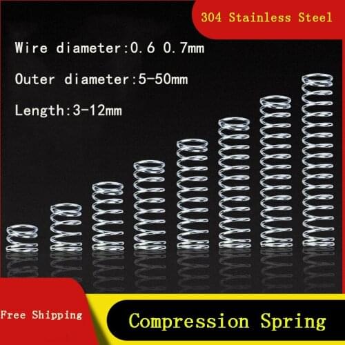 10PCS Stainless Steel Compression Spring 304 SUS Compressed Spring Wire Diameter 0.6mm 0.7mm Y-Type Rotor Return Spring