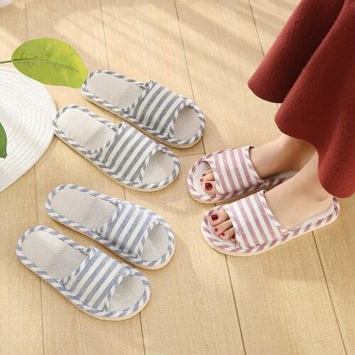 House Slippers Women Casual Shoes Indoor Home Slippers Flower Soft Slippers Spring Autumn Flip Flops Female Linen Slides