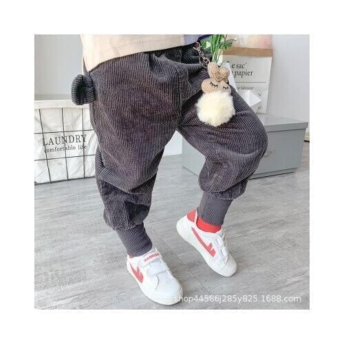 2020 Autumn Korean Baby Boys Casual Pants Childrens Loose Corduroy Pants Toddler Boys Solid Harem Pants Baby Trousers Girl Pant