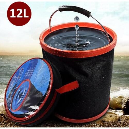 12L Car Wash Large Bucket Folding Bucket Home Multi-function Portable Bucket Outdoor Fishing Tackle Equipment