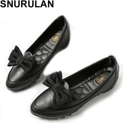 SNURULAN Spring Autumn Soft Sole Foldable Shoes Women New Cute Butterfly Knot Round Toe Women loafers Shallow Mouth Women Shoes