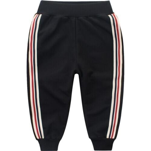 Childrens Sports Pants Spring And Summer Autumn New Pure Cotton Boys Stripe Decoration Trousers 2-10Y Baby Pants