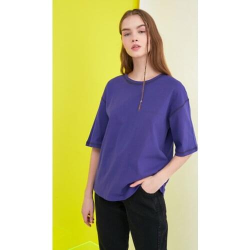 Trendyol Spreader Stitched Printed Loose Knitted T-Shirt TWOSS21TS0656