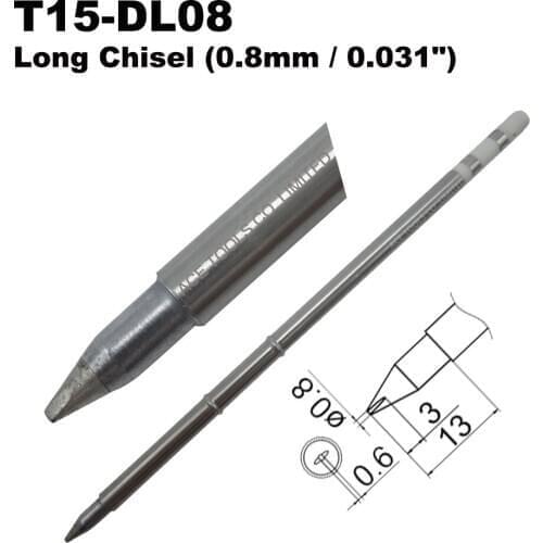 T15-DL08 Long Screwdriver 0.8mm Soldering Tip for HAKKO FX-951 FX-950 FX-952 FX-9501 FM-2028 FM2027 Pencil Iron Bit Replacement