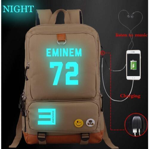 New Eminem Printing Large Capacity Bag pack Unisex School Bags Women/Men Backpacks Travel Bag Teenager USB Charging Bookbag