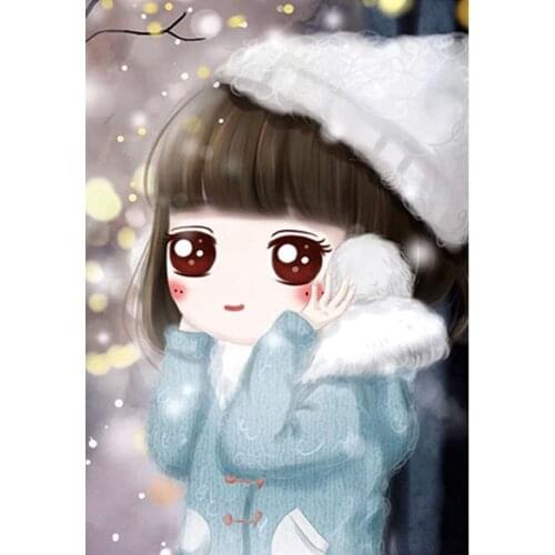 DIY Bead embroidery picture Cute girl Beads Pre-Printed Canvas Pattern for needlework Cross stitch Home decoration 16.2”x23.3