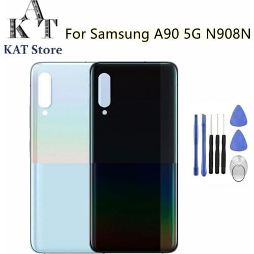 1Pcs Back Plate For SAMSUNG Galaxy A90 5G SM-N908N Battery Back Glass Cover With Camera lens frame+adhesive + Tools