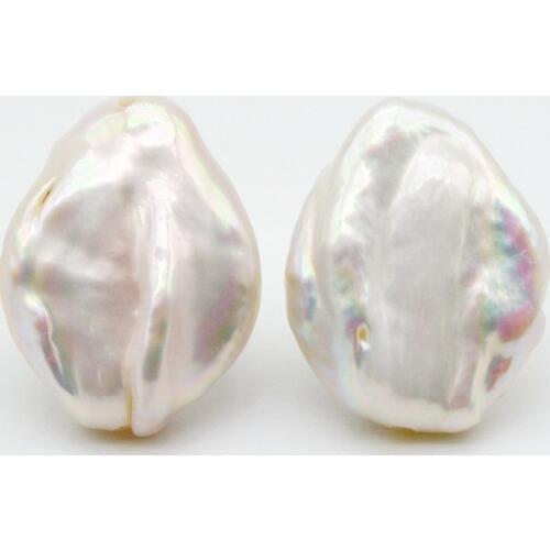 Womens pearl earrings, oversized pearls, white natural baroque pearls, 925 silver, ladies gift