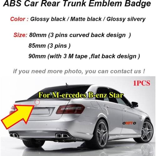 1pcs ABS 80mm 85mm 90mm Star Style Auto Car Rear Trunk Badge Glossy Black/silvery/matte Black Car Decoration Car Emblem Logo