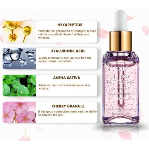 1pcs / 3pcs Makeup Base Whitening Essence Face Cherry Blossoms Professional Anti-Wrinkle Serum Foundation Primer 15ml