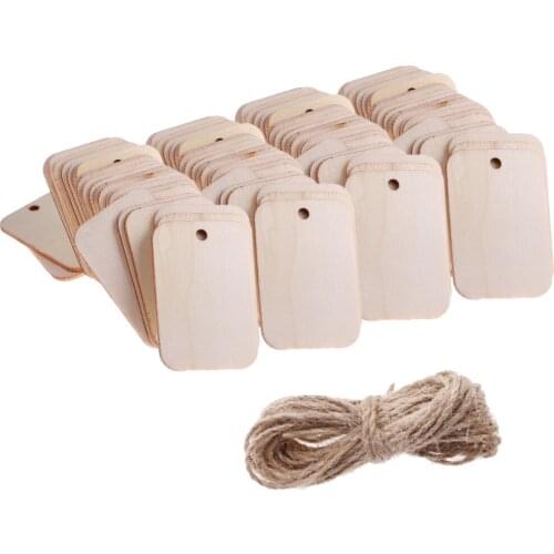 100Pcs Wood Gift Tags Unfinished Wood Craft Supplies DIY Blank Wooden Gift Tags