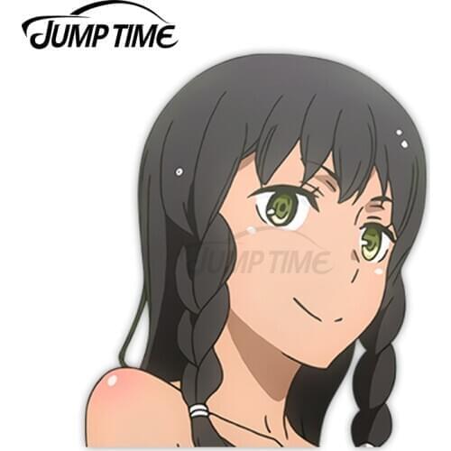 Jump Time DanMachi Tione Hiryute 11.7 Sexy Cute Anime Girl Vinyl Decal Waifu Peeker Big Head Car Stickers