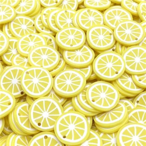 20Pcs/lot 20mm lemon Beads Flakes Clay Beads Polymer Spacer Beads For Jewelry Making DIY Bracelet Hairpin #A89-7