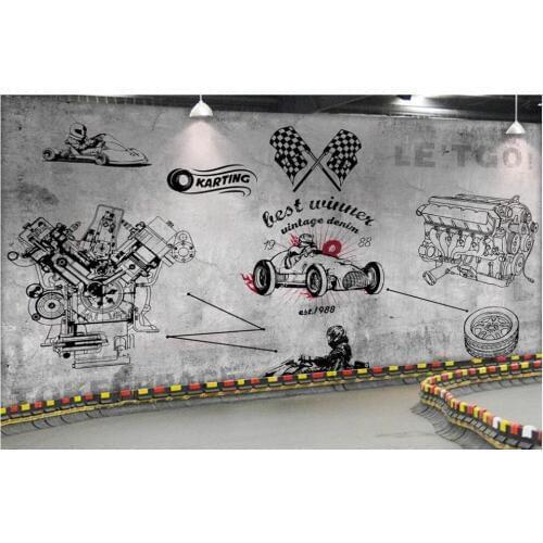 3d wallpaper custom photo any size mural Industrial style cement wall hand-painted racing tv background 3d wall murals wallpaper