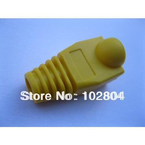 50 pcs CAT5 CAT6 RJ45 8P8C Modular Plug Connector End Boot Cap Yellow Color