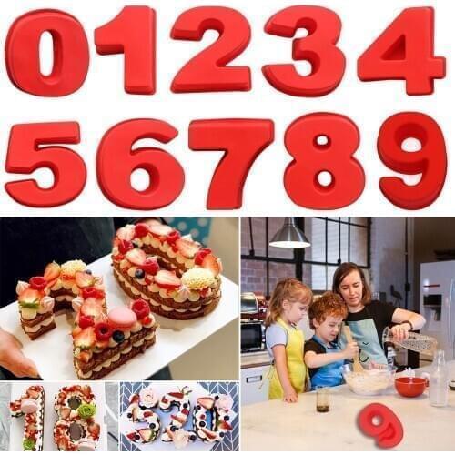 Large Silicone Number Cake Moulds 1 2 3 4 5 6 7 8 9 Digital Resin Mold for Birthday Wedding Anniversary Day Creative DIY Gift