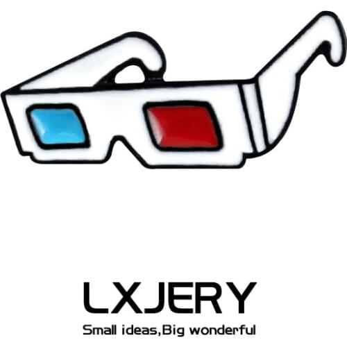 3D glasses Pin Badge On Backpack Funny Brooch Pins For Clothes Broche For Schoolbag Gift