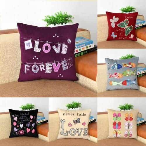 Love butterfly Pillow Case Throw Pillowcase Cotton Linen Printed Pillow Covers For Office Home Textile