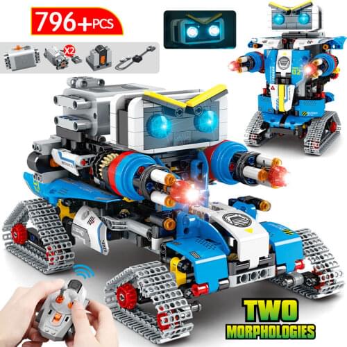City Electric Transformation RC Robot Model Building Block Creator Technical Remote Control Car Bricks Education Toys For Kids