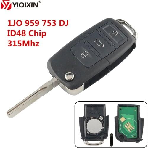 YIQIXIN 3 Buttons Flip Remote Car Key Fob For Volkswagen VW Golf 4 5 Passat B5 B6 Polo Touran 315Mhz ID48 Chip 1JO 959 753 DJ