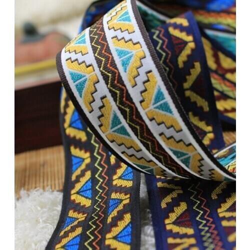 Good quality 3 color 10yard/lot 3.5CM Ethnic national polyester woven jacquard ribbon trim lace DIY handmade clothing materials