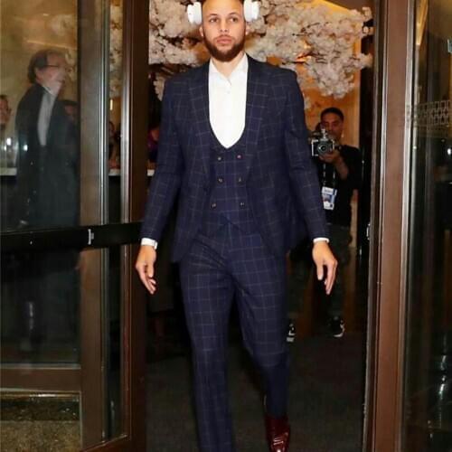 Classic Check Mens Suits Plus Size Groom Men Business Pants Suit Tailored Plaid Prom Party Wedding Tuxedos (jacket+Vest+pants)