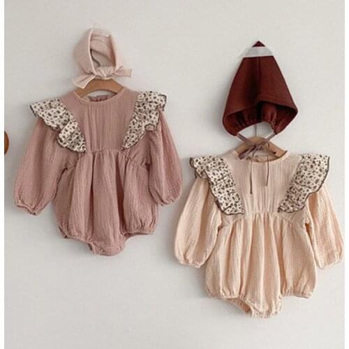 Infant Baby Girls Cute Corrugated Edge Rompers Clothing New 2020 Autumn Kids Girl Long Sleeve Rompers Clothes