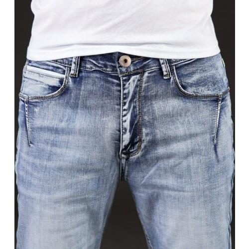 2021 New Arrival Washed Slim Jeans Fashion Brand Men Jeans Washed Slim Jeans For Men Casual Pants Plus Size 40 42 44 46