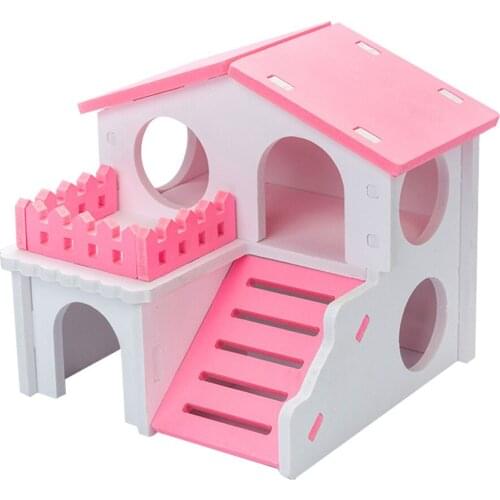 Soft Guinea Pig House Bed Cage for Hamster Pet Hamster House with Ladder Rabbit Nest Log Cabin Animal Sleeping Supply Pet Produt