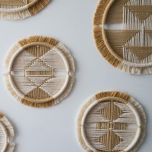 A Set Boho Decor Macrame Wall Hanging Cotton Woven Creative Round Tapestry Mandala Combination Wall Tapestry