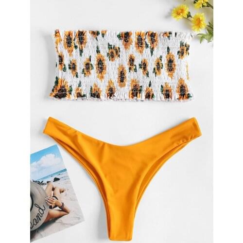 2020 New Style Two-piece Swimsuits Pleated Sexy Bikini Tube Top Hot Selling Bikini Europe and America /30