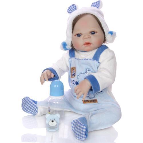 Adorable NPK 57CM Reborn Doll Handmade Full Silicone Bebes Reborn Boy Doll Boneca In Cute Clothes male body fake baby dolls