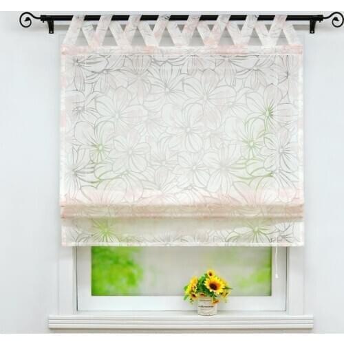 Pastoral Roman Curtain Floral Printing Sheer Window Curtain For Kitchen Living Room Voile Screening Panel 1PCS/Lot
