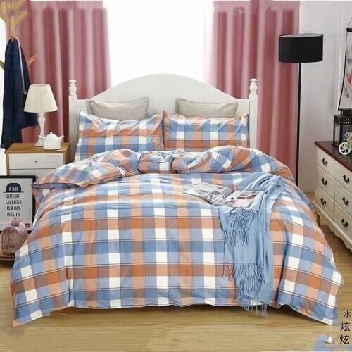 Bed linen winter thickness 100% yarn-dyed washed cotton mattress cover net red textile bedding cover pillowcase bed linen live