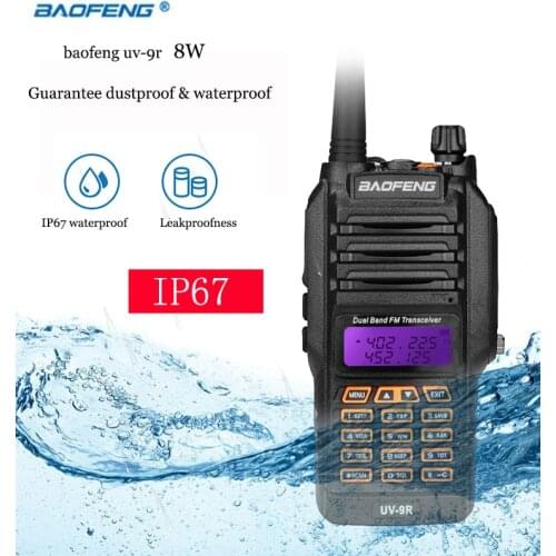 Real ip67 waterproof vox ham radio uv 9r baofeng high 8w for 10km cb radio station uhf 400-520mhz vhf 136-174mhz baofeng uv-9r