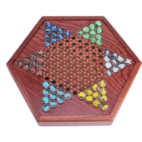 Family Game Hexagonal Checkers Drawer Type Checkers Glass Marbles Checkers Wooden Checkerboard Adult Kids Gift Interior Storage