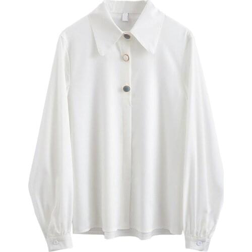 Shirt female design feeling small spring loose French coat women long sleeve shirt render chiffon unlined upper garment