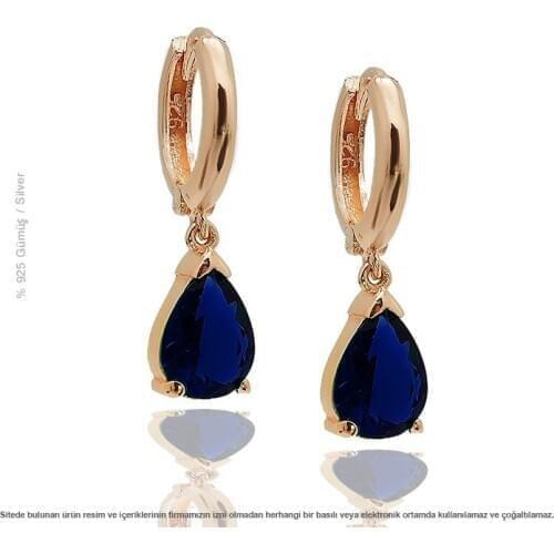 Silver Sapphire Cubic Zirconia Ladies Earrings