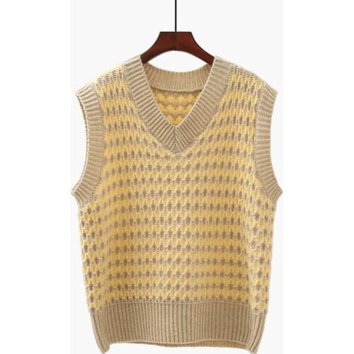 Women Sweater Pullover 2021 Women Khaki Sleeveless Korean Pullover Warm Autumn Winter Casual Pink Jumper Loose Sweaters Oversize