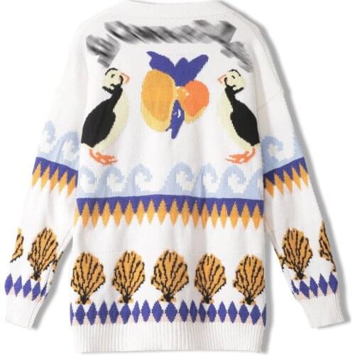 Luxury Women Cardigans Sweater Long Sleeve Knitted High Quality Women Tops Single Breasted Birds Jacquard Outerwear Lady Jumper