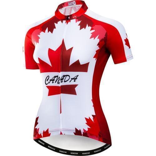 Canada Cycling jersey Women Bike jerseys Short Sleeve girls MTB Top Maillot Pro Team Summer racing Road Mountain sports shirt