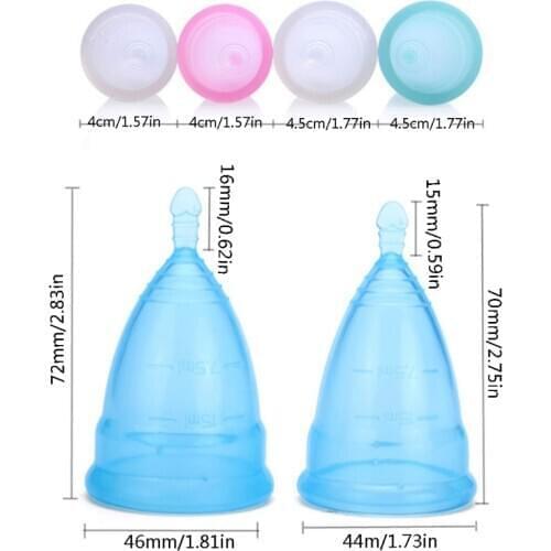 1pcs Menstrual Cup Female Reusable Soft Silicone Menstrual Cup Period Feminine Soft Medical Moon Cups S/L Size