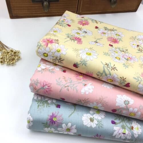 100% cotton twill cloth MORI GIRL pastoral yellow pink blue daisy fabrics for DIY crib bedding apparel dress quilting patchwork