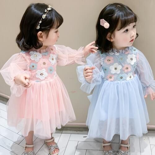 2020 Summer Baby Girls Dress Toddler Girl New Fashion Sequin Flower Dress Party Birthday Wedding Princess Baby Girls Clothes
